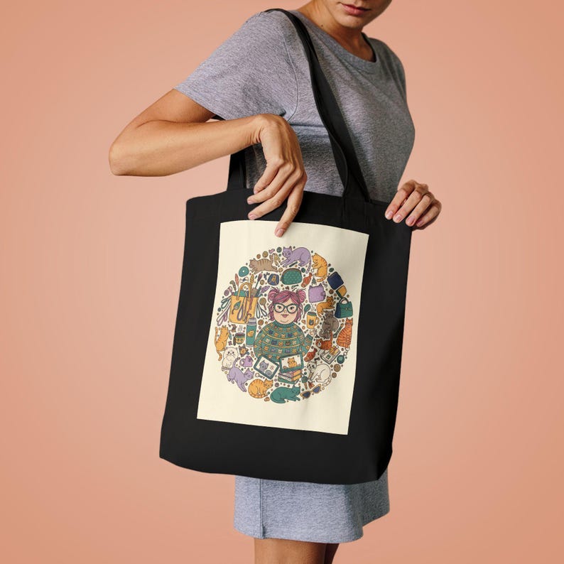 Crazy Cat Lady Tote Bag, Funny Cat Lover Gift, Cat Mom Canvas Bag, Cat Themed Accessories, Cute Cat Lady Gift Idea image 4