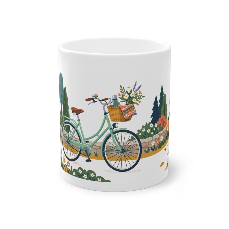Vintage Bicycle With Basket - Mug image 1