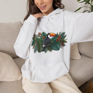 Jungle Toucan Among Tropical Leaves - Hoodie image 5