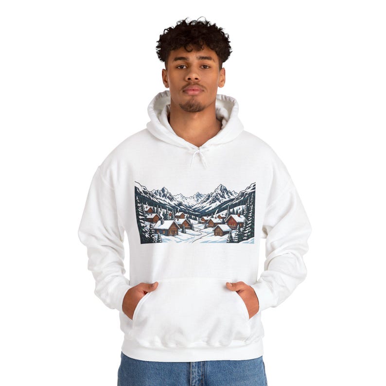 Alpine Chalet In Winter Snow - Hoodie image 7