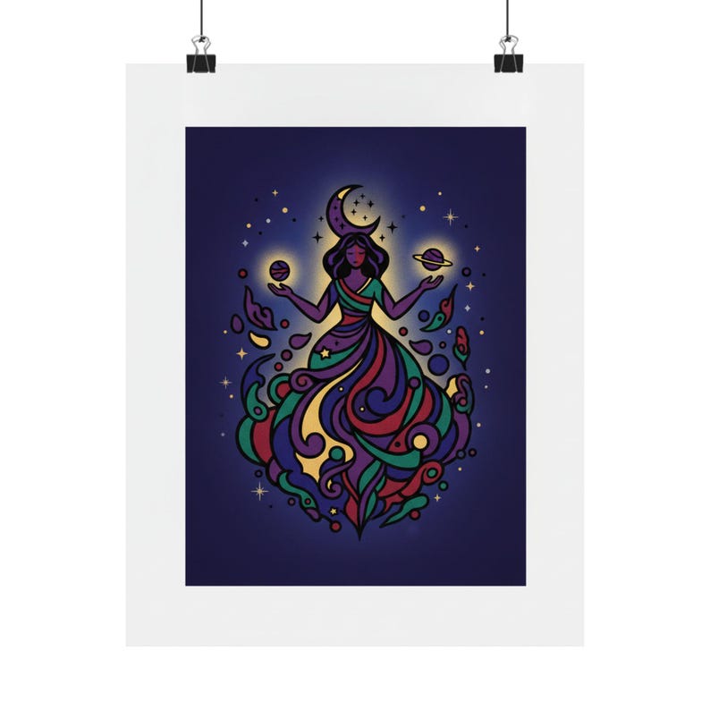 Moon Child Astrology Poster | Celestial Wall Art | Zodiac Moon Phase Print | Boho Decor afbeelding 1