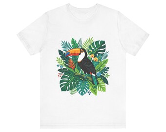 Jungle Toucan Among Tropical Leaves - Tshirt