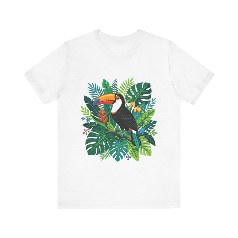 Jungle Toucan Among Tropical Leaves - Tshirt image 1