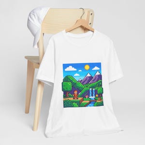 Pixel Art Retro Gaming Landscape - Tshirt 画像 4