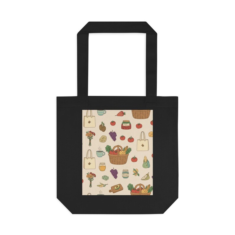 Farmers Market Tote Bag, Canvas Grocery Bag, Reusable Shopping Bag, Farmer Market Vibes, Vegetable Bag, Eco Friendly Tot image 1