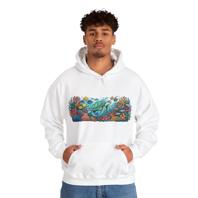 Tropical Sea Turtle Coral Reef - Hoodie imagen 7