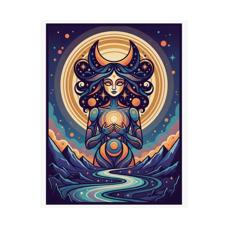 Moon Child Poster, Astrology Wall Art, Celestial Zodiac Print, Moon Phase Decor, Spiritual Room Decor image 2
