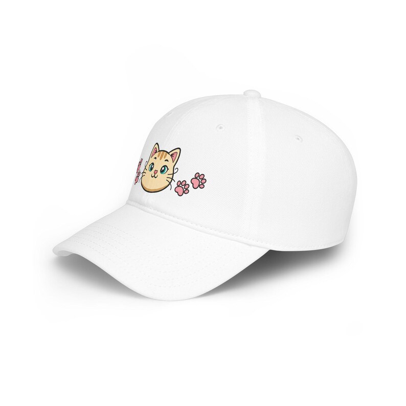 Cute Cat Face Baseball Cap With Whiskers & Paw Prints Cat Lover Adjustable Hat Cat Mom Dad Kitty Animal Lover Gift image 2