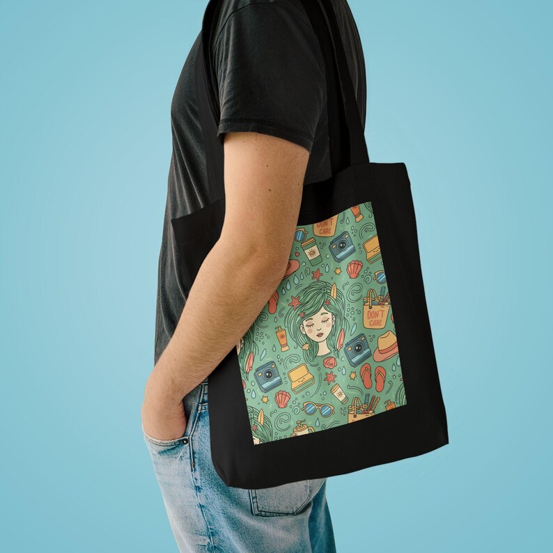 Salty Hair Don't Care Beach Tote Bag, Summer Canvas Tote, Beach Bag Gift, Ocean Lover Bag, Vacation Essential image 3