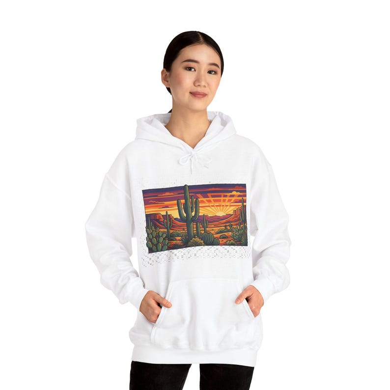 Desert Cactus Under Southwest Sunset - Hoodie image 6