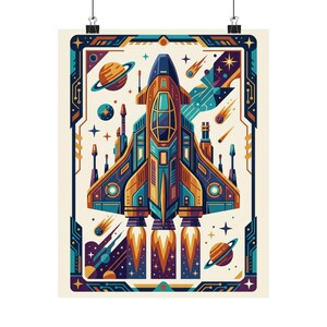 Retro Arcade Spaceship - Poster imagen 1