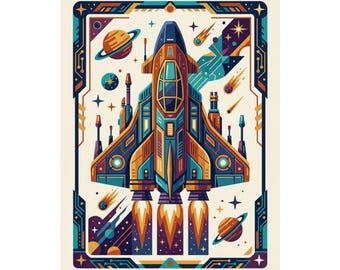 Retro Arcade Spaceship - Poster
