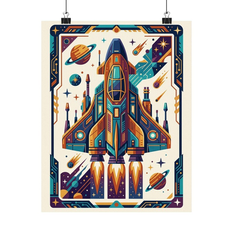 Retro Arcade Spaceship - Poster imagen 1