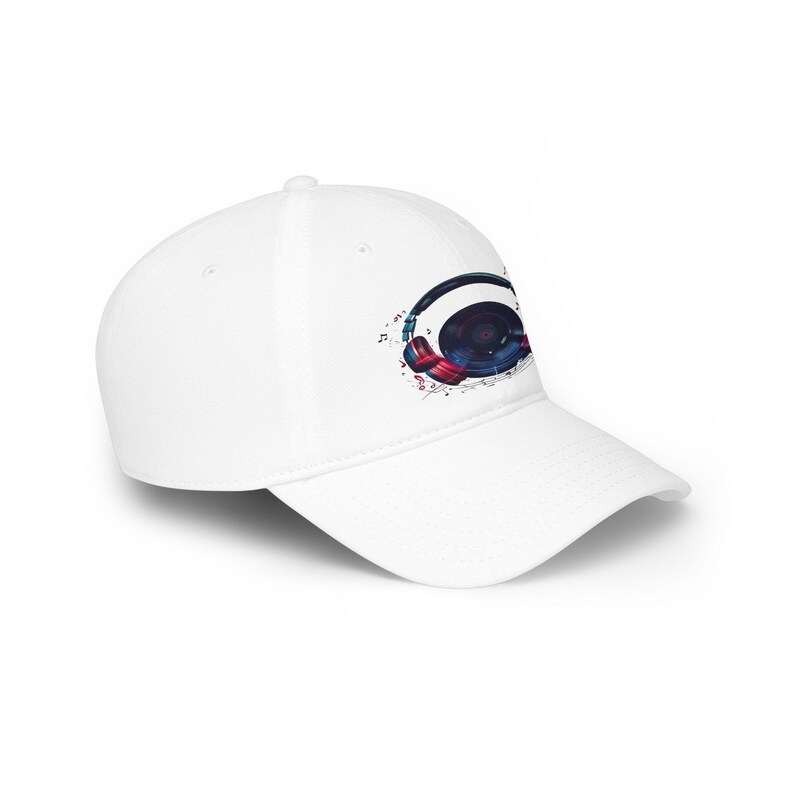 Music Lover Baseball Cap, Vinyl Record & Headphones Hat, Retro DJ Gift image 3