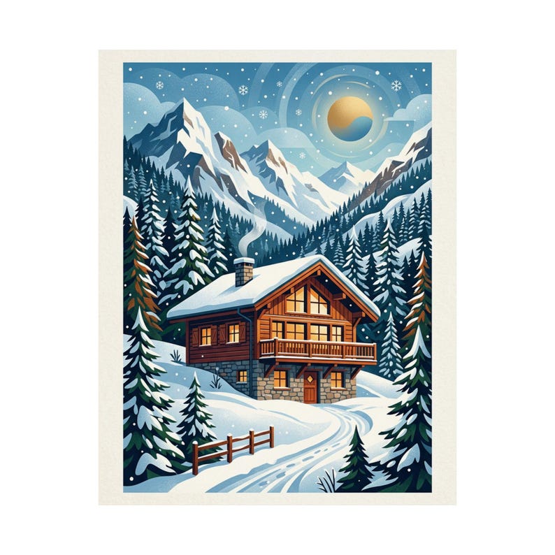 Alpine Chalet In Winter Snow - Poster image 2