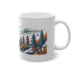 Minimalist Geometric Wolf Howling - Mug bild 3