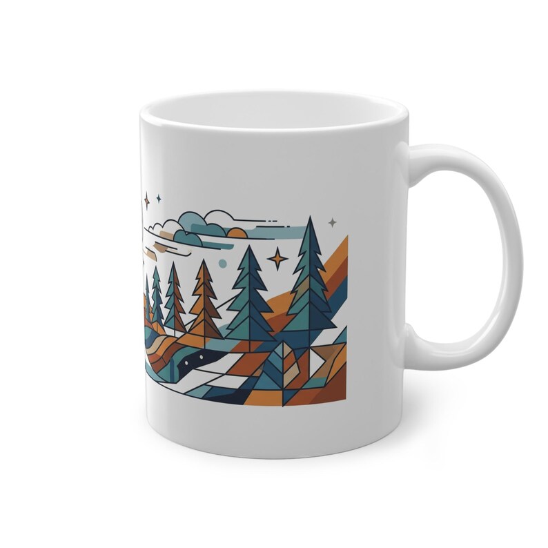 Minimalist Geometric Wolf Howling - Mug bild 3