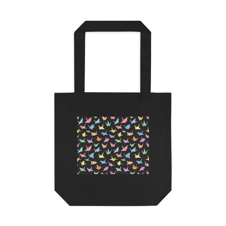 Origami Paper Crane Flock In Pastel - Tote Bag image 1