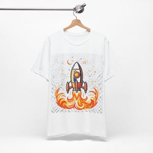 Space Rocket Launching Stars - Tshirt image 2