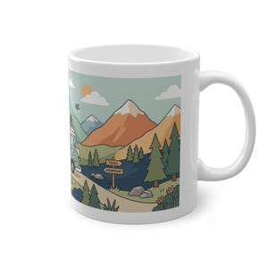 Vintage Travel Camper Van Mountains - Mug afbeelding 3