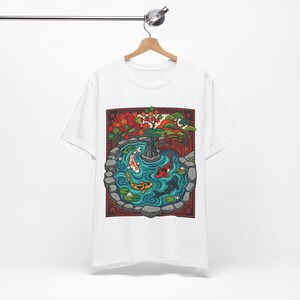 Koi Pond Japanese Garden Watercolor - Tshirt imagen 3