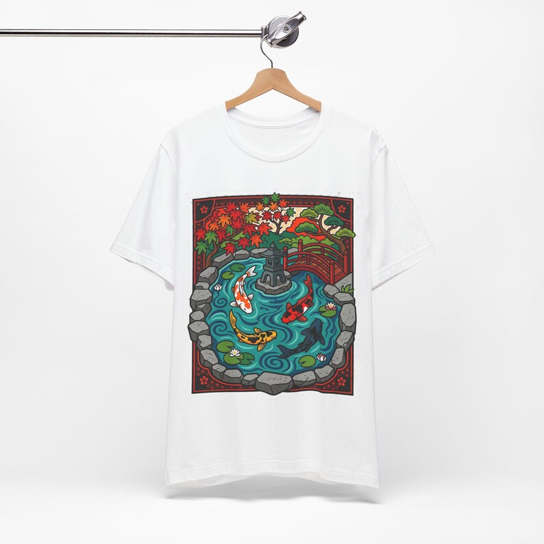 Koi Pond Japanese Garden Watercolor - Tshirt imagen 3