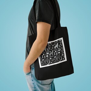 Minimalist Geometric Wolf Howling - Tote Bag imagen 3