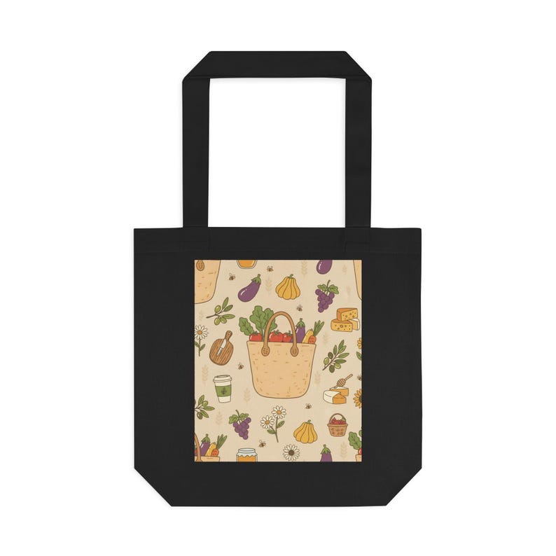 Farmers Market Tote Bag, Canvas Grocery Bag, Reusable Shopping Bag, Farmer Market Vibes, Eco Friendly Gift image 1