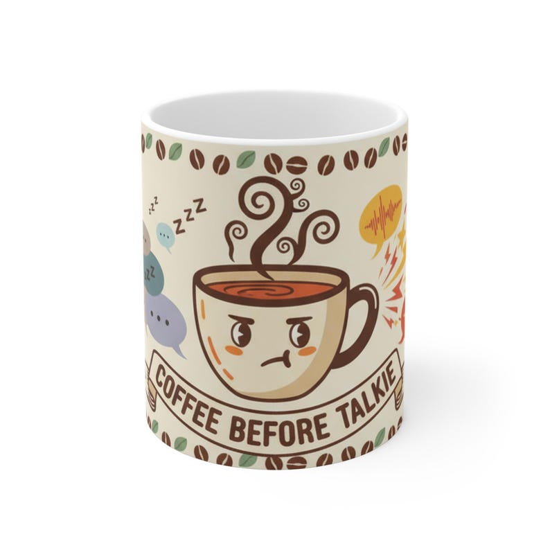 Coffee Before Talkie Mug, Funny Coffee Addict Gift, Morning Coffee Cup, Office Gift Idea afbeelding 1