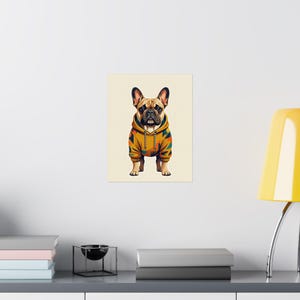 French Bulldog Wearing Hoodie - Poster image 8