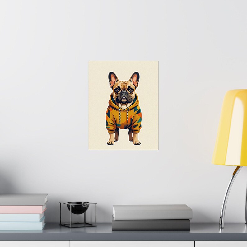 French Bulldog Wearing Hoodie - Poster image 8