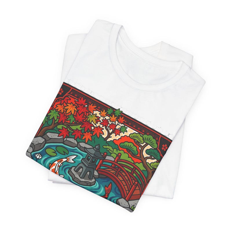 Koi Pond Japanese Garden Watercolor - Tshirt imagen 2