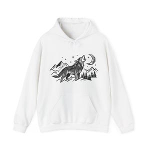 Minimalist Geometric Wolf Howling - Hoodie image 1