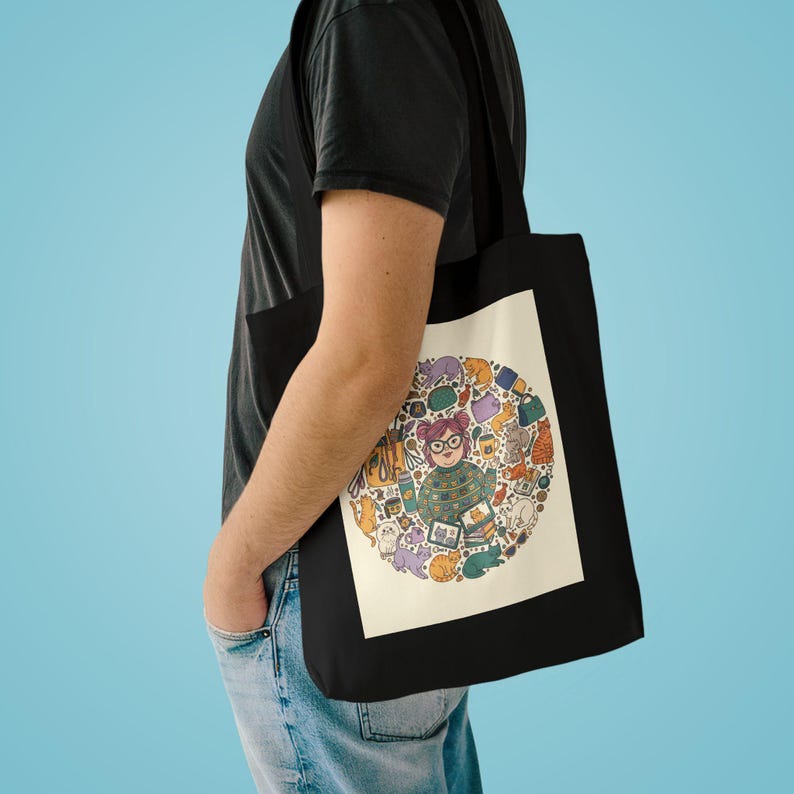 Crazy Cat Lady Tote Bag, Funny Cat Lover Gift, Cat Mom Canvas Bag, Cat Themed Accessories, Cute Cat Lady Gift Idea image 3
