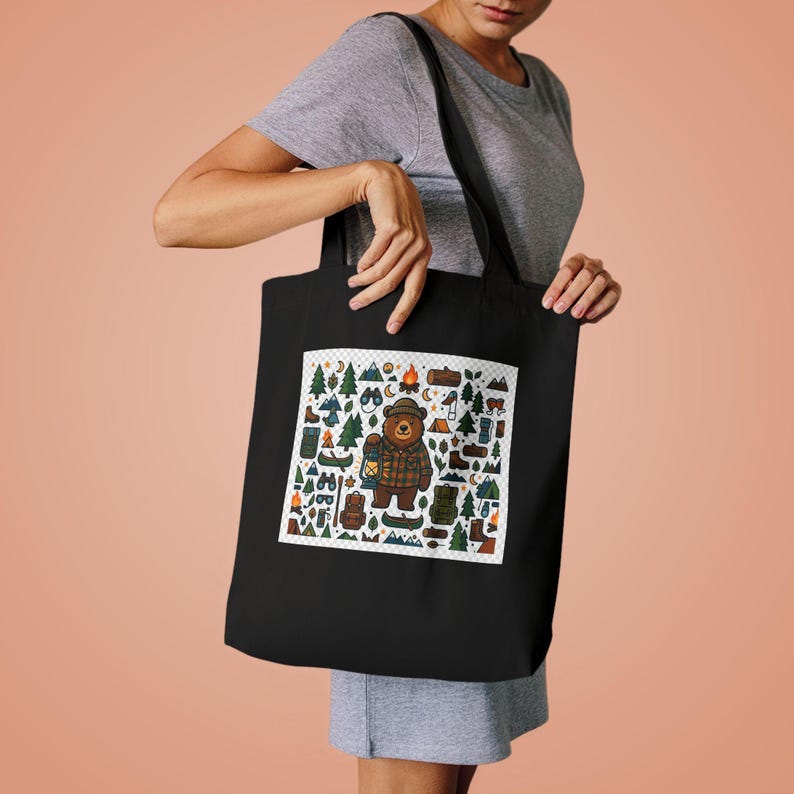 Camping Bear With Lantern - Tote Bag zdjęcie 4