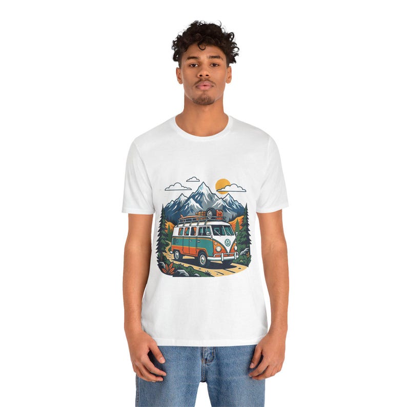 Vintage Travel Camper Van Mountains - Tshirt image 6