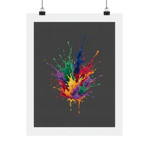 Abstract Color Splash Poster, Vibrant Modern Wall Art, Contemporary Colorful Painting for Living Room Decor image 1