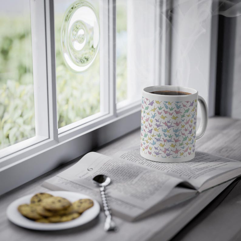 Origami Paper Crane Flock In Pastel - Mug 画像 5