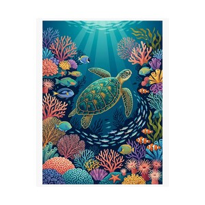 Tropical Sea Turtle Coral Reef - Poster Bild 2