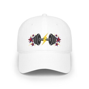 Dumbbell Lightning Bolt Baseball Cap, Fitness Workout Hat, Gym Athletic Stars Accessory image 1
