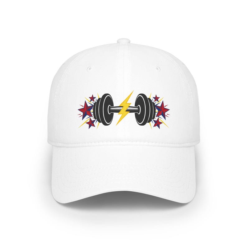 Dumbbell Lightning Bolt Baseball Cap, Fitness Workout Hat, Gym Athletic Stars Accessory image 1