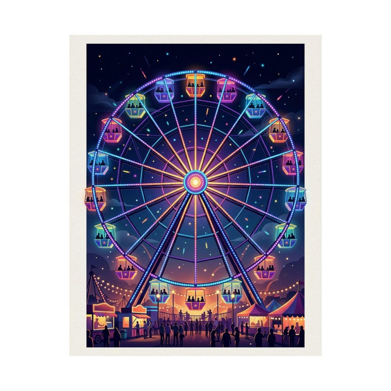 Carnival Ferris Wheel Night Lights - Poster image 2