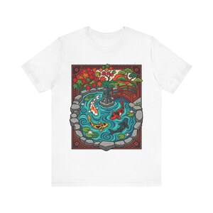 Koi Pond Japanese Garden Watercolor - Tshirt imagen 1