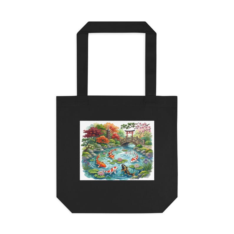 Koi Pond Japanese Garden Watercolor - Tote Bag image 1