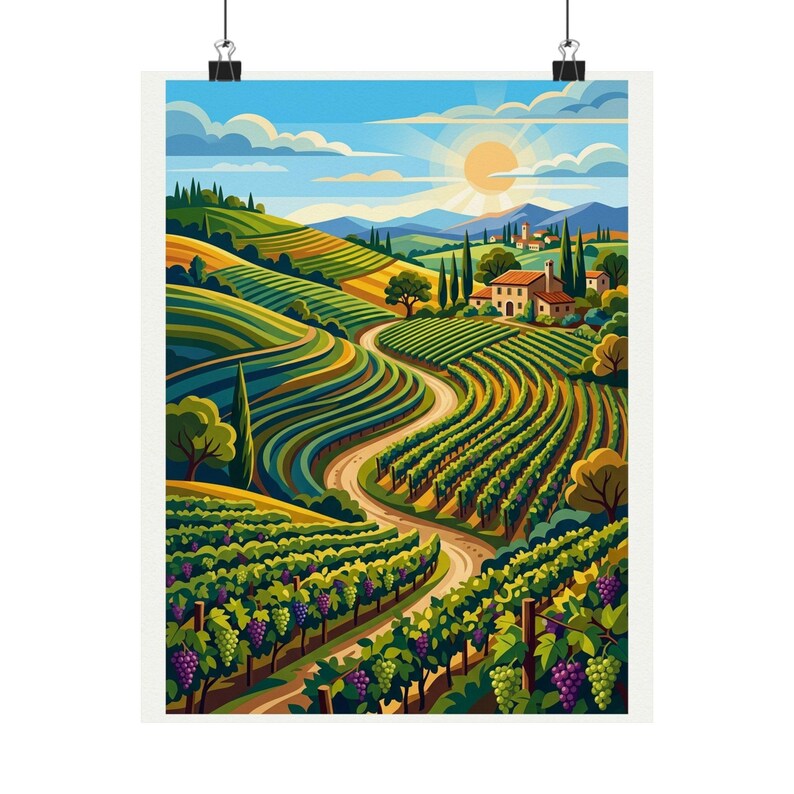 Vineyard Wine Country Rolling Hills - Poster imagen 1