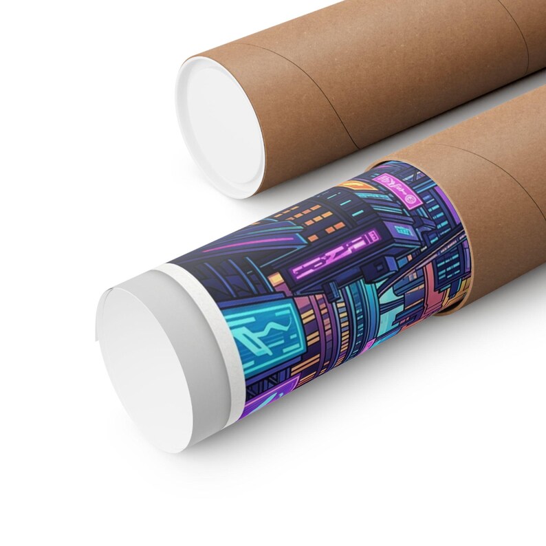 Cyberpunk Neon City Skyline At Night - Poster imagen 3