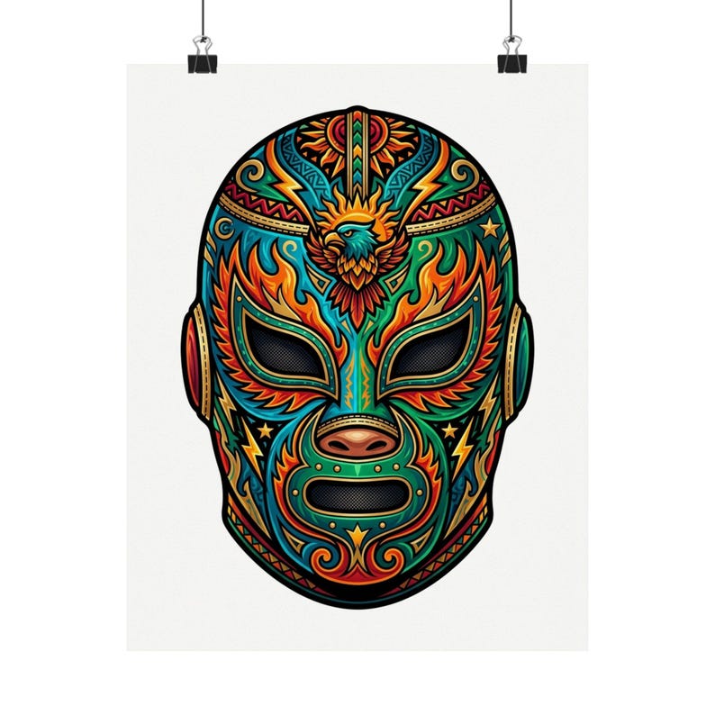 Mexican Luchador Mask Colorful - Poster image 1
