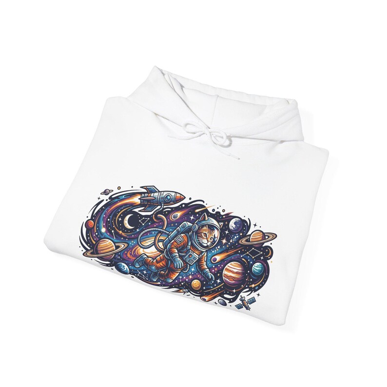 Cosmic Astronaut Cat Exploring Galaxies - Hoodie image 2