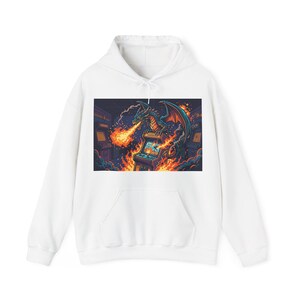 Retro Arcade Pixel Dragon Sweatshirt - Vintage Gamer Gaming Fire Pixel Art Gift imagem 1