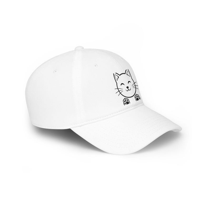 Cute Cat Face Baseball Cap | Whiskers & Paw Print Hat | Cat Lover Gift, Kitten Dad Hat Embroidered, Feline Accessories image 3